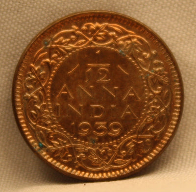 1/12 Anna Coin of King George VI of Bombay Mint of 1939 Copper-Nickel