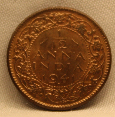 1/12 Anna Coin of King George VI of Bombay Mint of 1941 Copper-Nickel