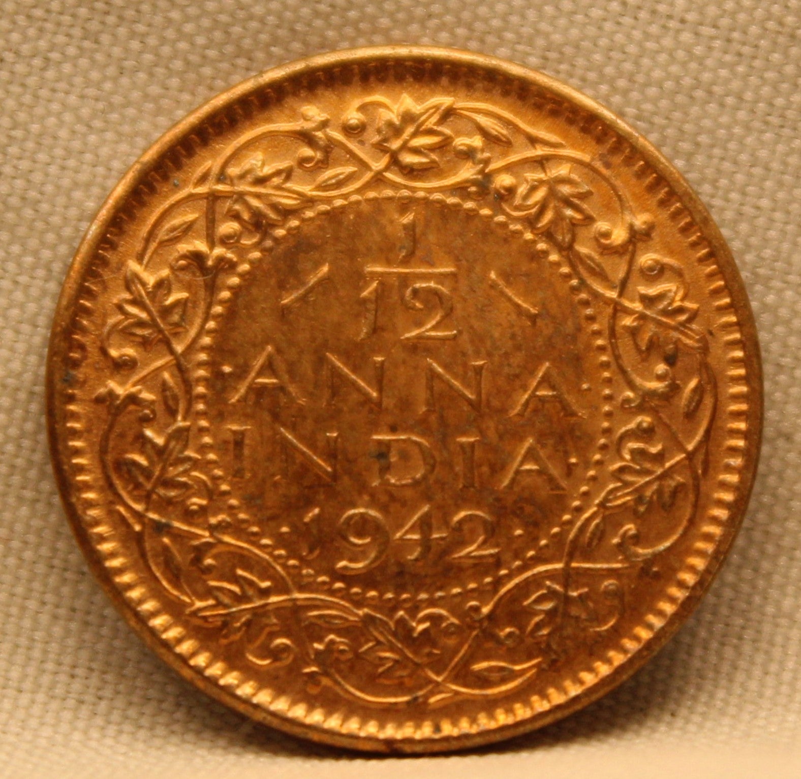 1/12 Anna Coin of King George VI of Bombay Mint of 1942 Copper-Nickel