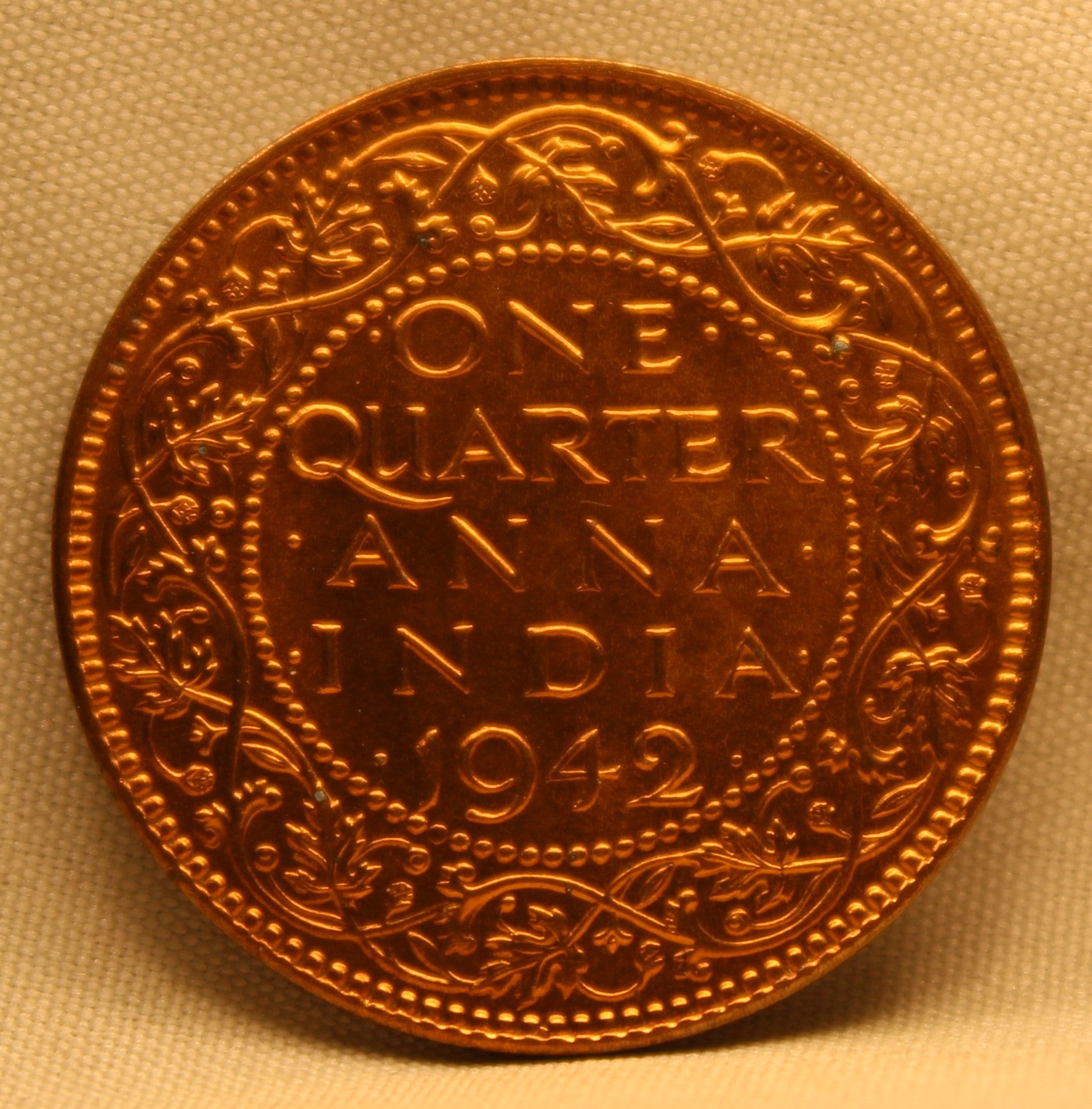 1\4 Anna 1942 George VI Copper coins