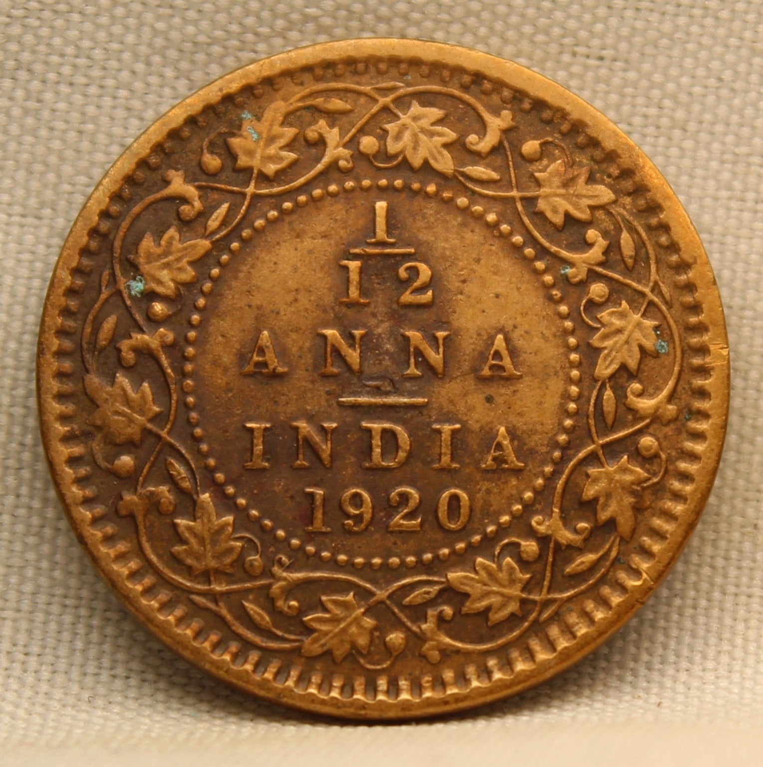 1\12 Anna 1920 George V Bronze coins