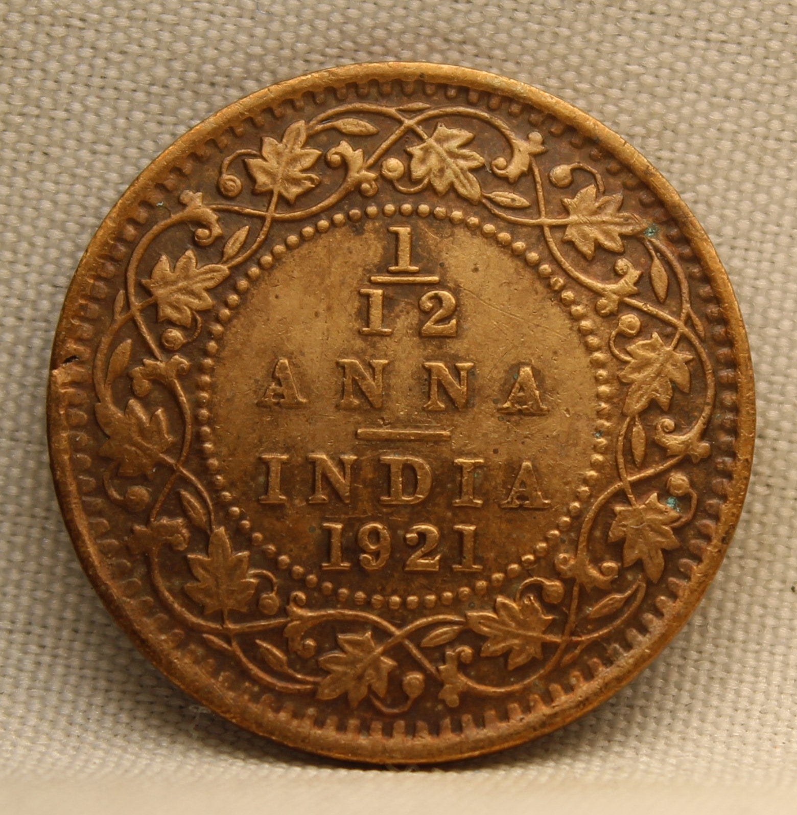 1\12 Anna 1921 George V Bronze coins