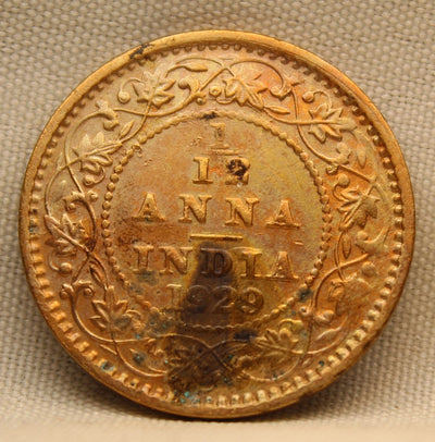 1/12 Anna 1929 George V Bronze Coin