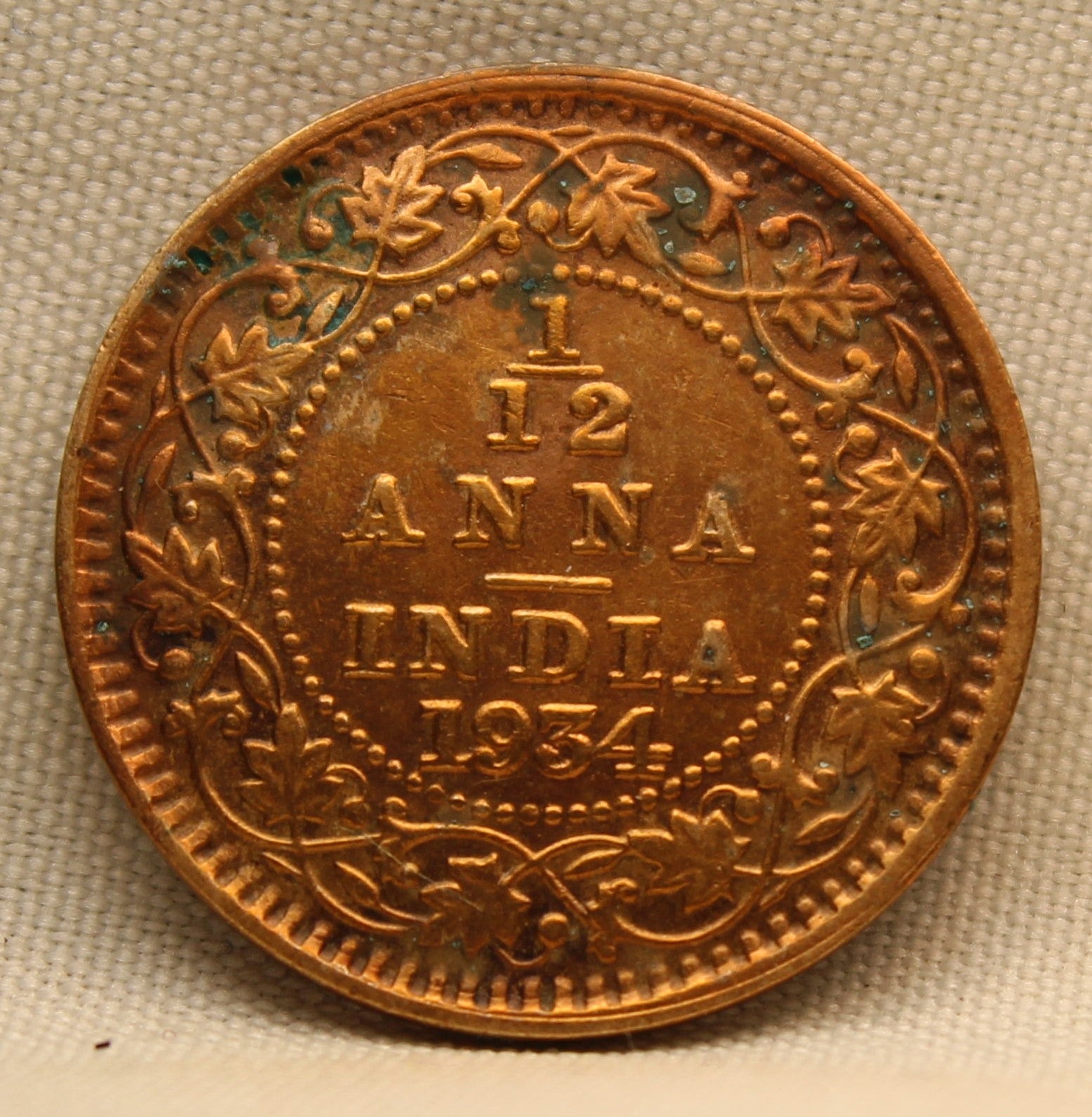 1\12 Anna 1934 George V Bronze coins