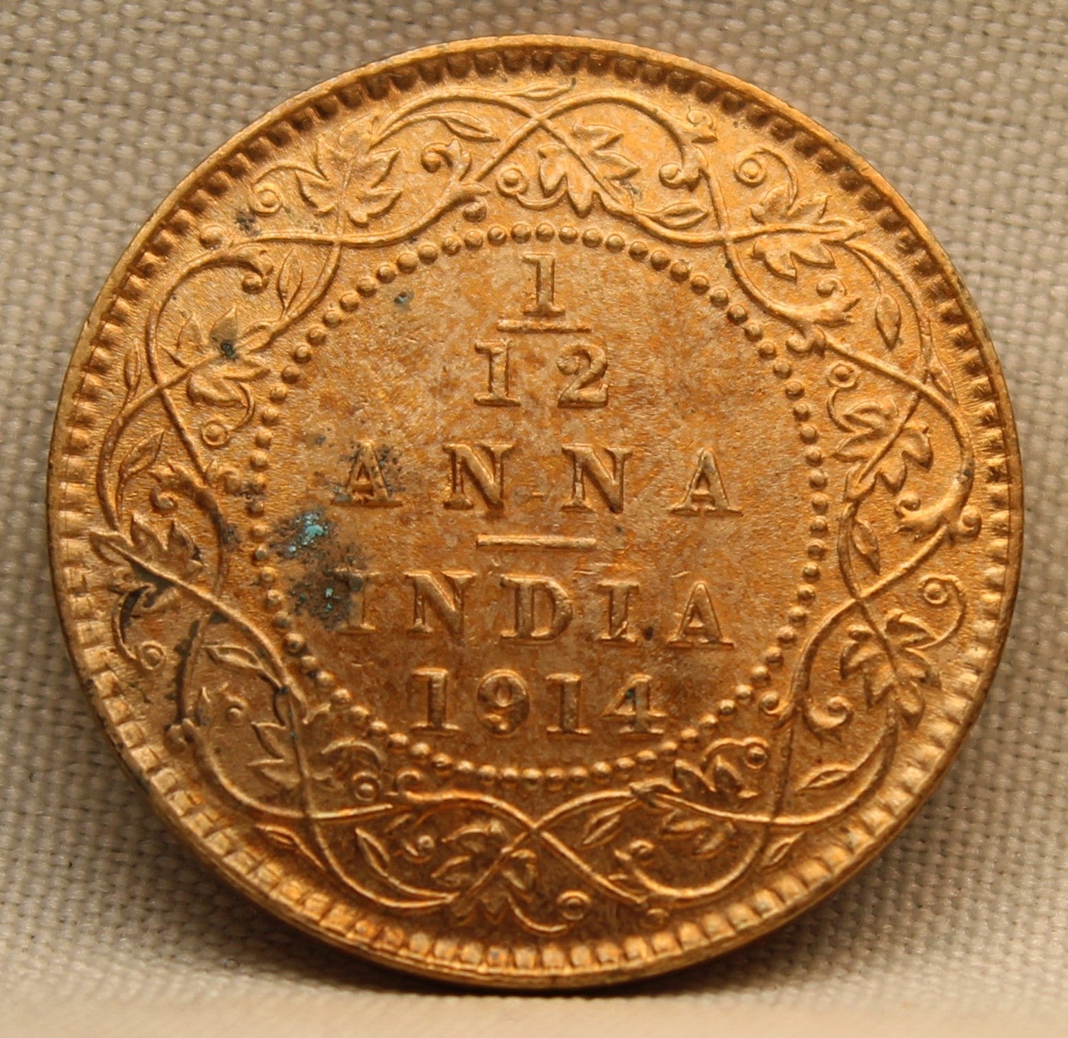 1\12 Anna 1914 George V Bronze coins