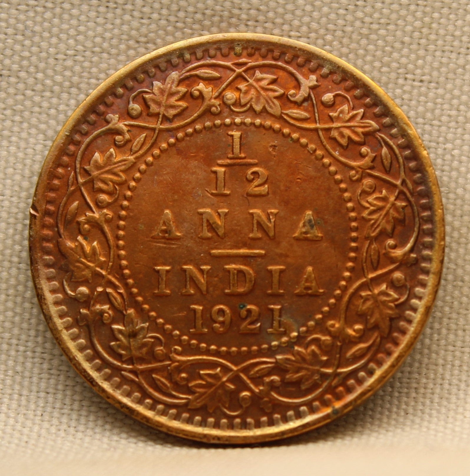 1\12 Anna 1921 George V Bronze coins