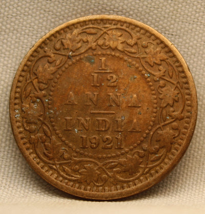 1\12 Anna 1921 George V Bronze coins