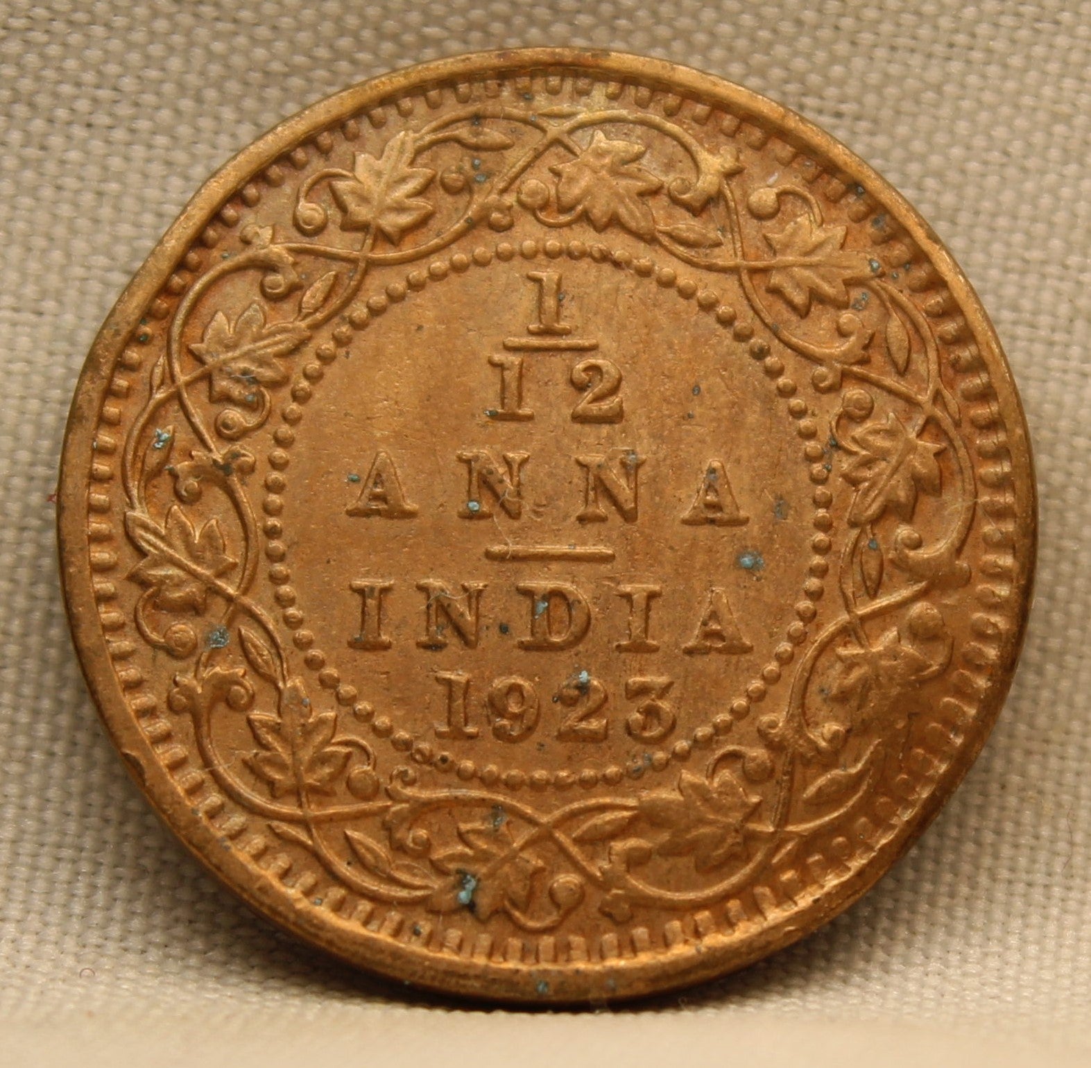 1\12 Anna 1923 George V Bronze coins