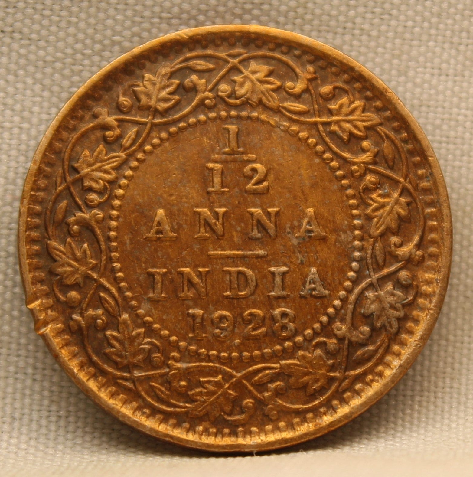 1\12 Anna 1928 George V Bronze coins