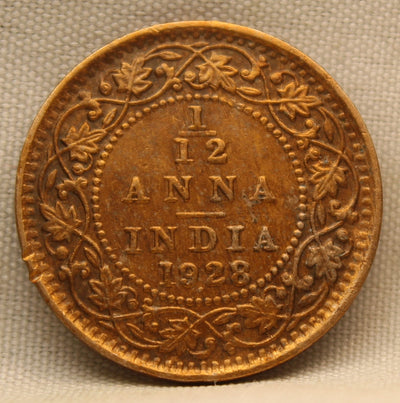 1\12 Anna 1928 George V Bronze coins