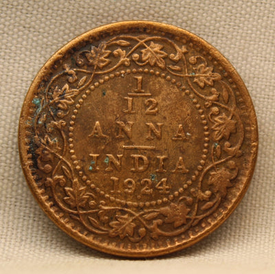 1\12 Anna 1924 George V Bronze coins