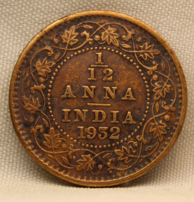 1\12 Anna 1932 George V Bronze coins