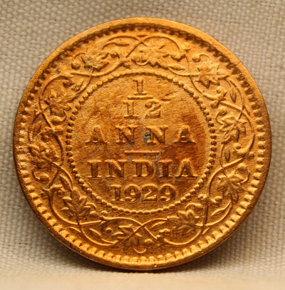 1\12 Anna 1929 George V Bronze coins