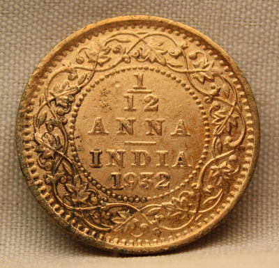 1\12 Anna 1932 George V Bronze coins