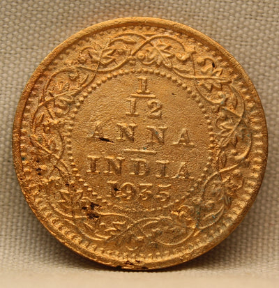 1\12 Anna 1935 George V Bronze coins