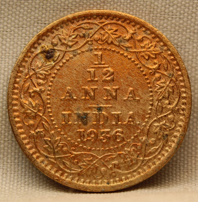 1\12 Anna 1936 George V Bronze coins