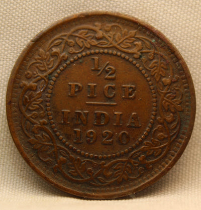 1\2 Pice 1920 George V Bronze coins