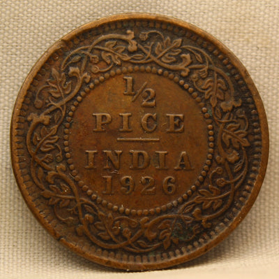 1\2 Pice 1926 George V Bronze coins