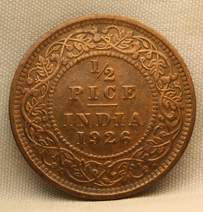 1\2 Pice 1926 George V Bronze coins