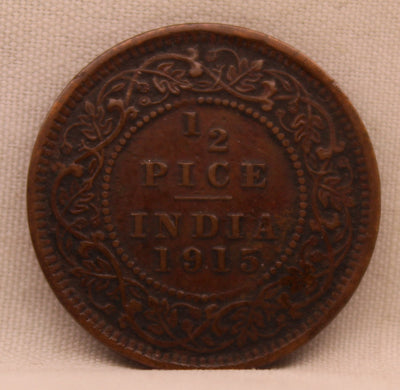 1\2 Pice 1915 George V Bronze coins