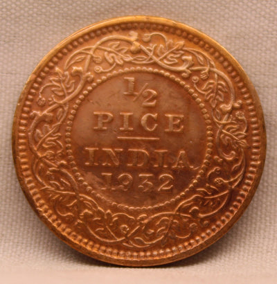 1\2 Pice 1932 George V Bronze coins