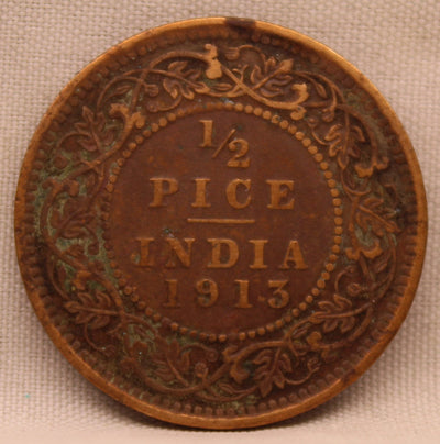 Half Pice 1913 George V coins