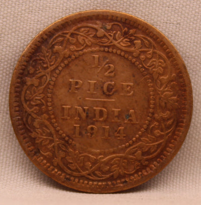 Half Pice 1914 George V coins