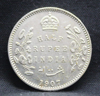 Half Rupee 1907 Edward VII Silver coins