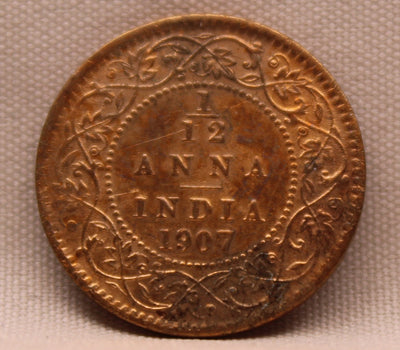 1\12 Anna 1907 Edward VII Copper coins