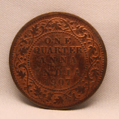 1\4 Anna 1907 Edward VII Bronze coins