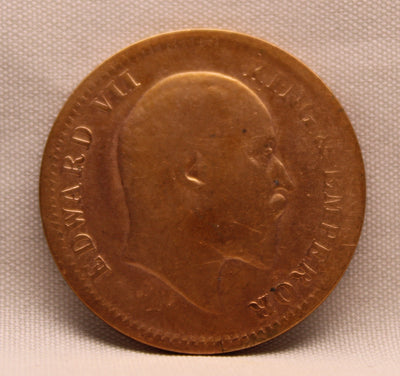 1\4 Anna 1907 Edward VII Bronze coins