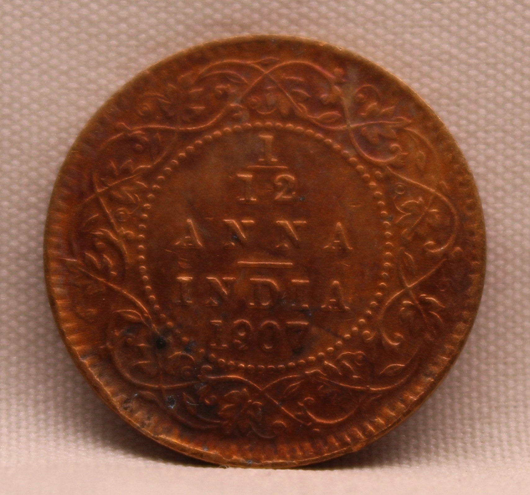 1\12 Anna 1907 Edward VII Copper coins