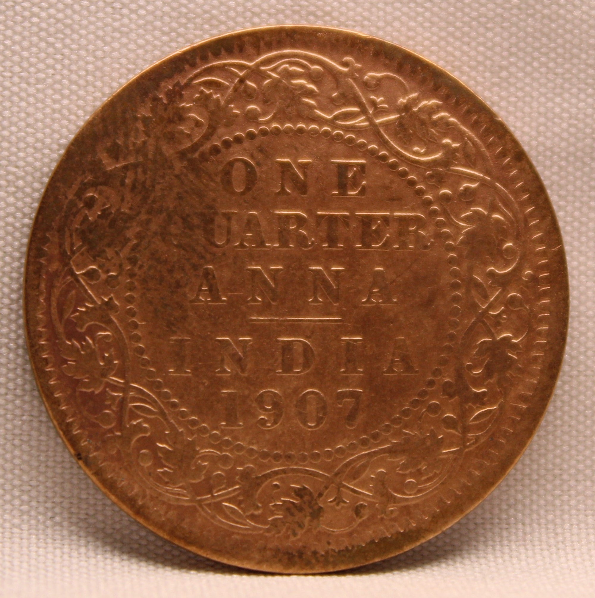 1\4 Anna 1907 Edward VII Bronze coins