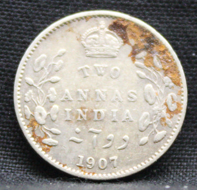 2 Annas 1907 Edward VII Silver coins