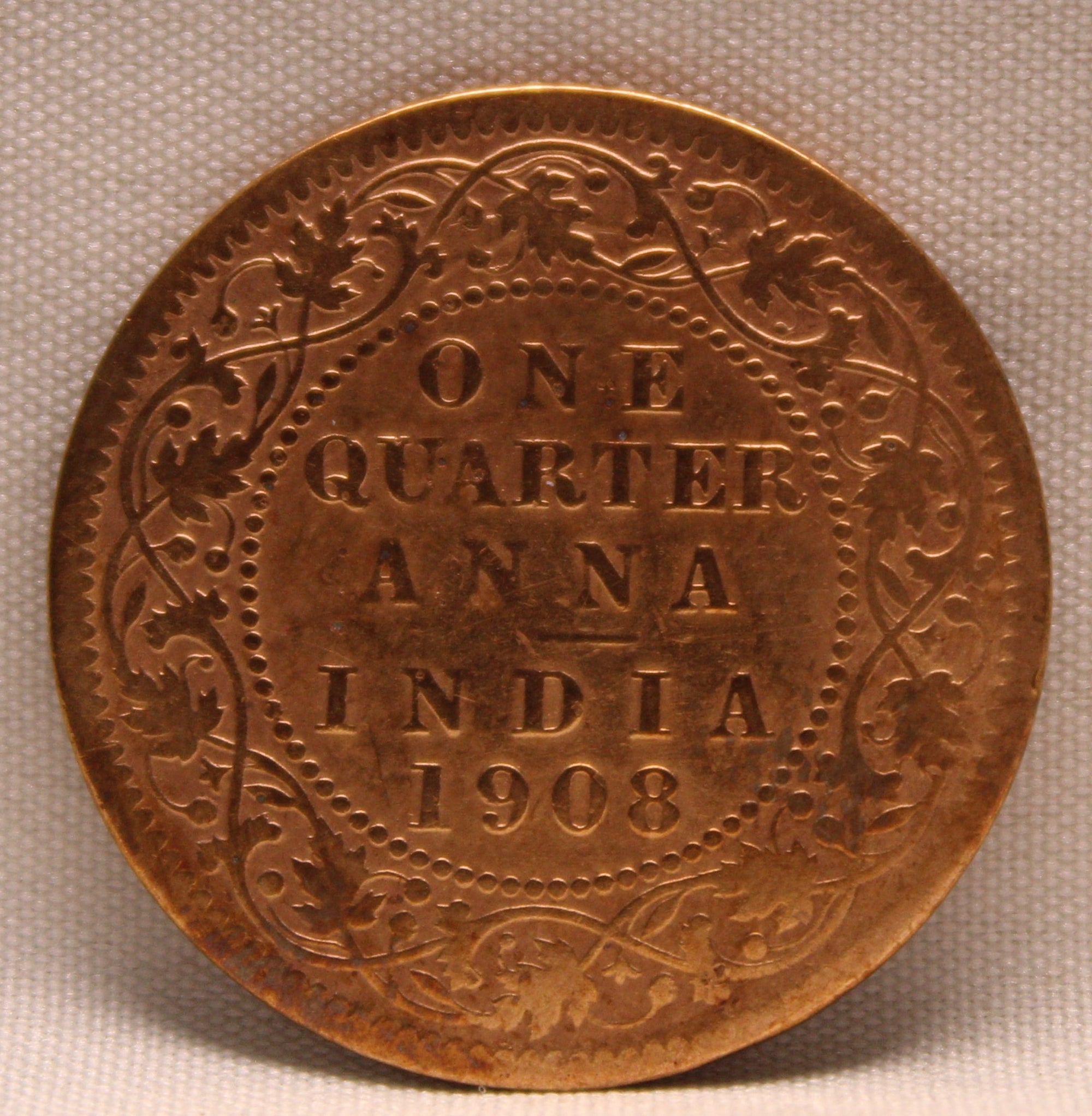 1\4 Anna 1908 Edward VII Bronze coins