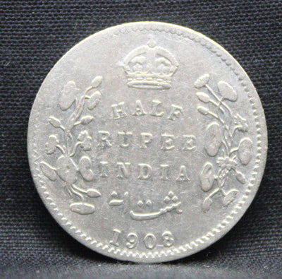 Half Rupee 1908 Edward VII Silver coins