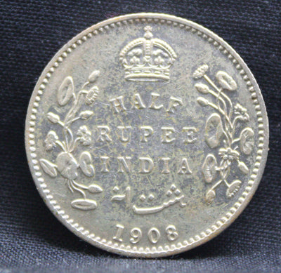 Half Rupee 1908 Edward VII Silver coins