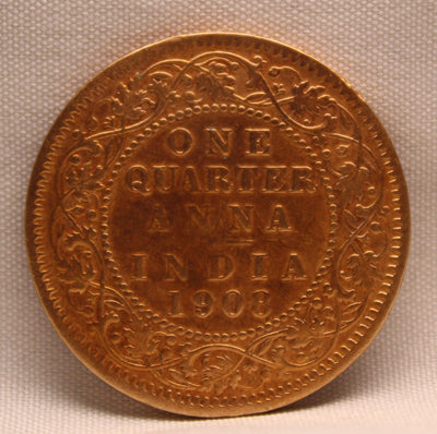 1\4 Anna 1908 Edward VII Bronze coins