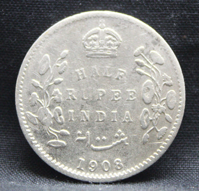 Half Rupee 1908 Edward VII Silver coins