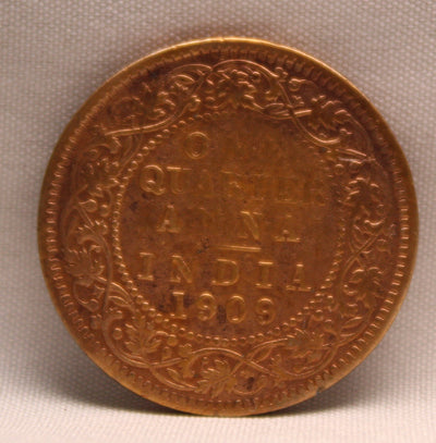 1\4 Anna 1909 Edward VII Bronze coins