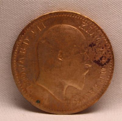 1\4 Anna 1909 Edward VII Bronze coins