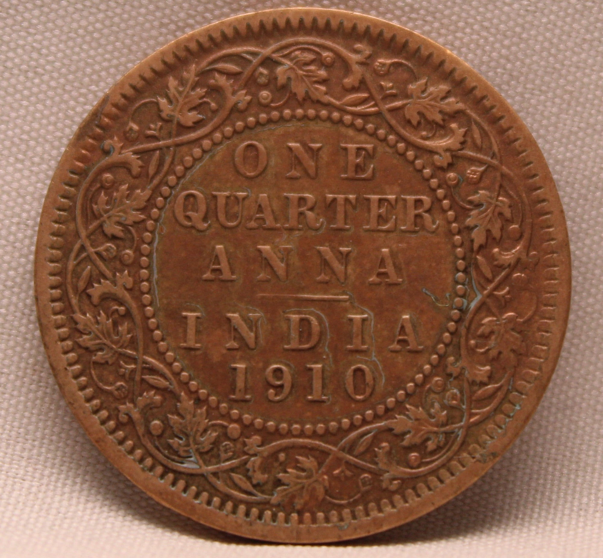 1\4 Anna 1910 Edward VII Bronze coins