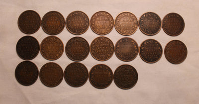 1/4 Anna  Set of 19 Coins (1912 - 1936) - AUNC