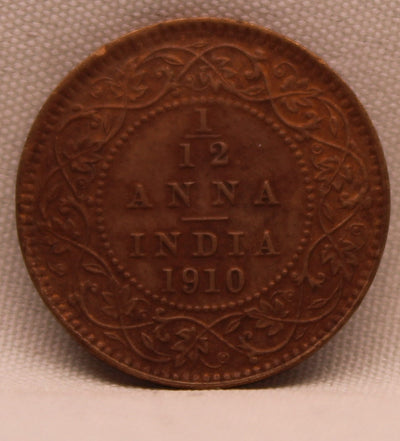 1\12 Anna 1910 Edward VII Copper coins