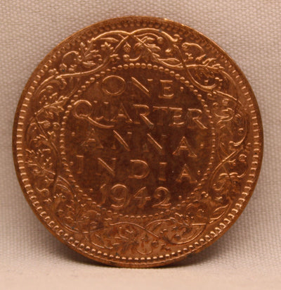 Quarter Anna 1942 George VI Copper coins