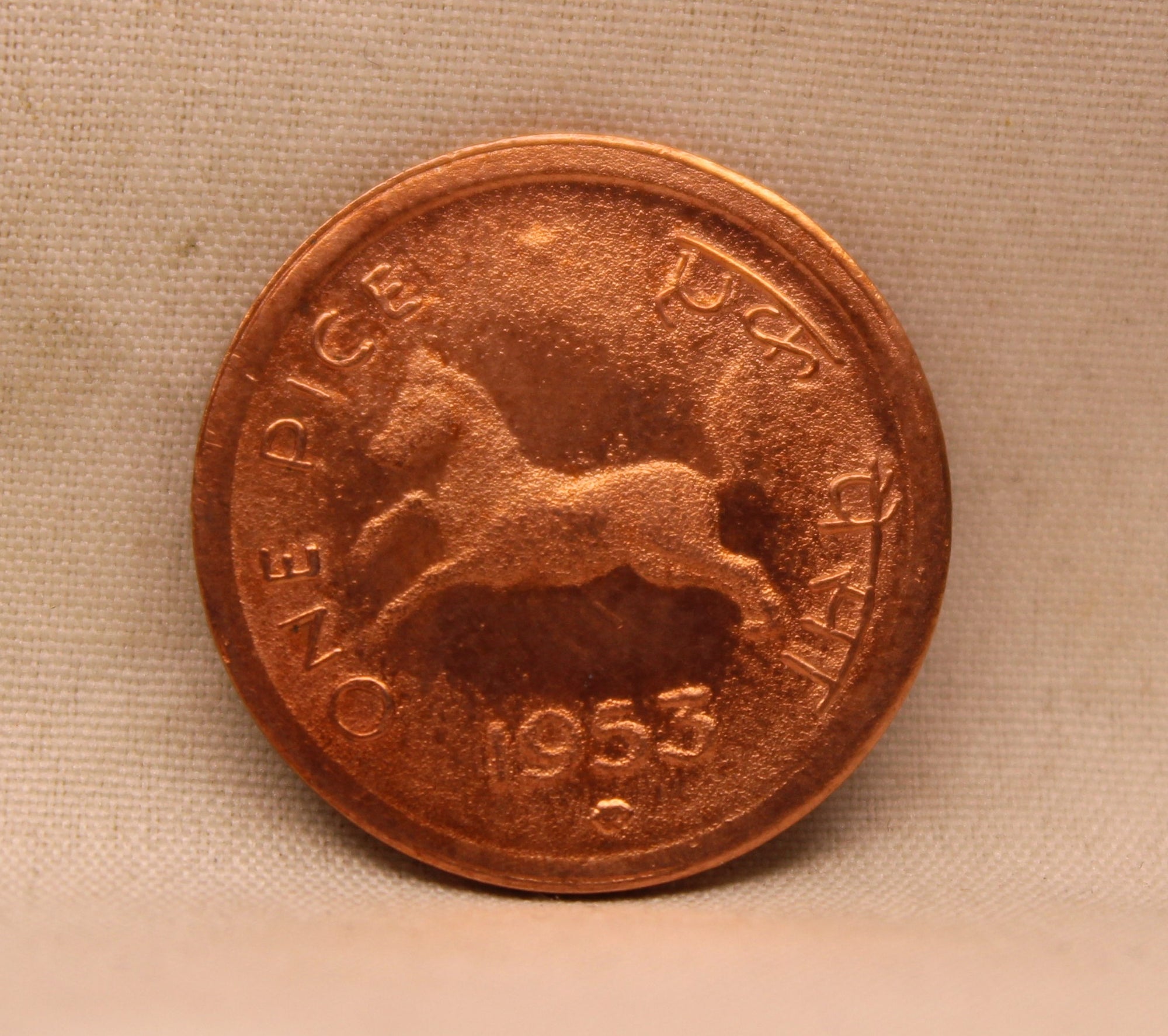 One Pice - Galloping Horse Coin -1953-Aunc