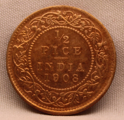 Half Pice 1908 Edward VII Copper Coins