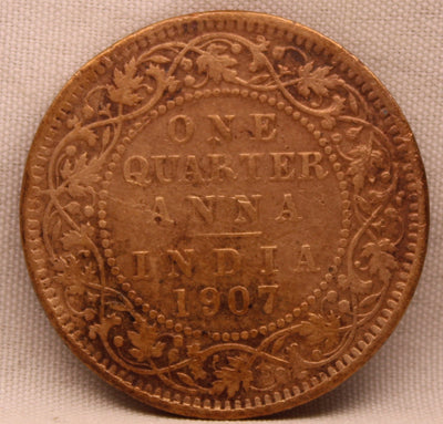 1\4 Anna 1907 Edward VII Bronze Coins