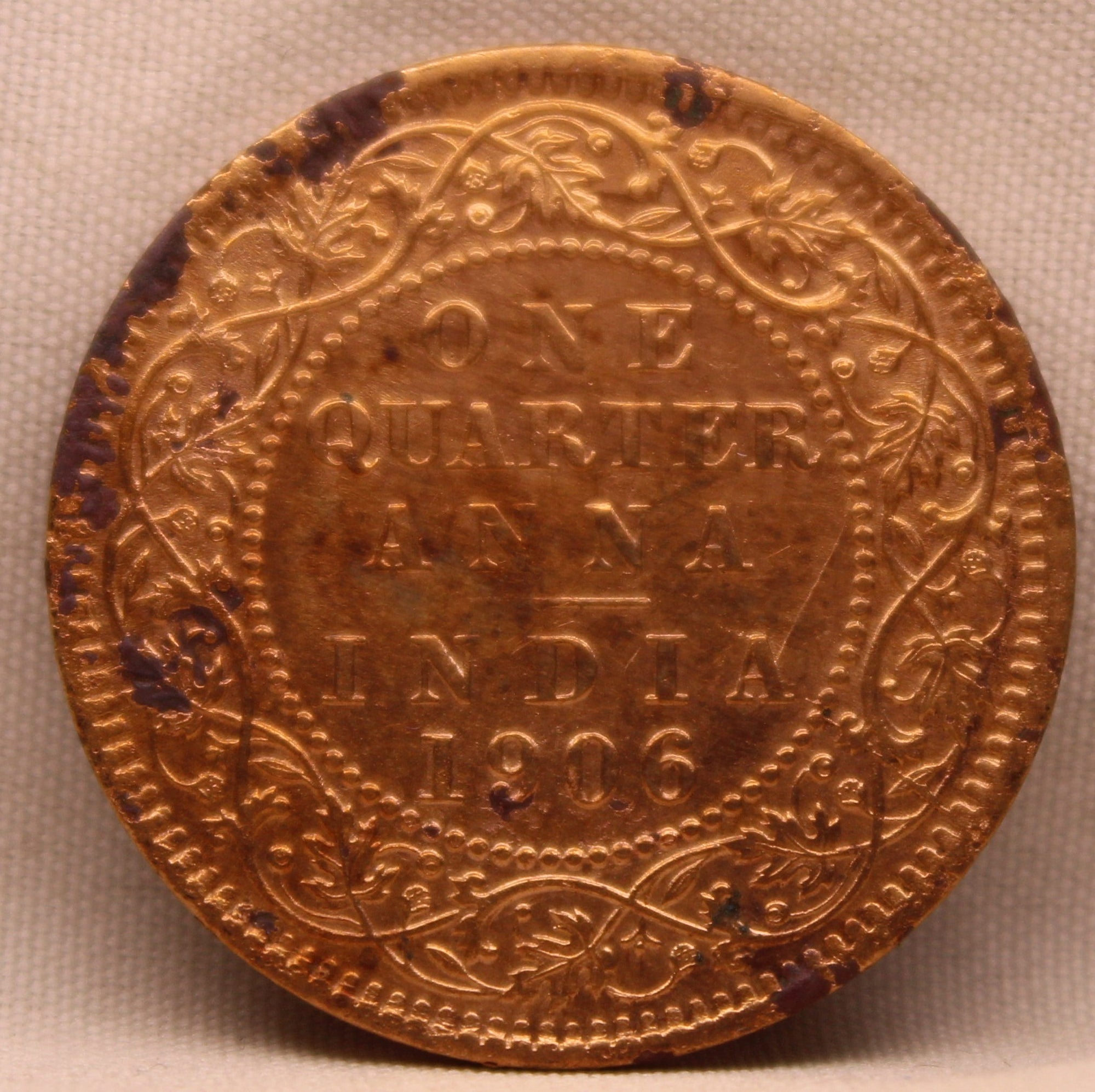 Quarter Anna 1906 Edward VII Copper Coins