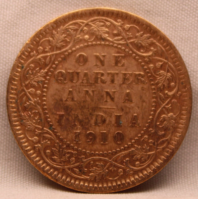 Quarter Anna 1910 Edward VII Copper Coins